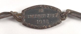 1.Weltkrieg, patriotische Uhrenkette " Gold zur Wehr, Eisen zur Ehr " " In eiserner Zeit 1916"