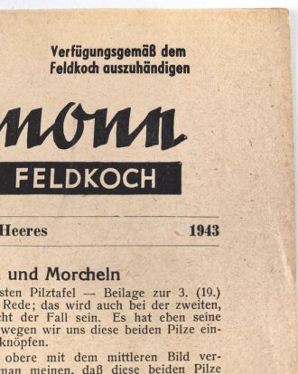 "Die Gulaschkanone - Mitteilungsblatt für den Feldkoch" 4. (20.) Folge von 1943, DIN A4