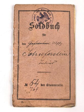 Militärpaß und Soldbuch eines Angehörigen Infanterie Regiment No. 16. Stellungskämpfe in Rumänien 1917, Verdienstkreuz für Kriegshilfe 1917