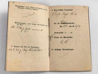 Militärpaß und Soldbuch eines Angehörigen Infanterie Regiment No. 16. Stellungskämpfe in Rumänien 1917, Verdienstkreuz für Kriegshilfe 1917