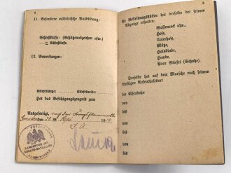 Militärpaß und Soldbuch eines Angehörigen Infanterie Regiment No. 16. Stellungskämpfe in Rumänien 1917, Verdienstkreuz für Kriegshilfe 1917