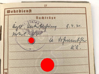 Wehrpaß Heer, ausgestellt am 18.11.38 bei 5.Infanterie Regiment 20 Regensburg.