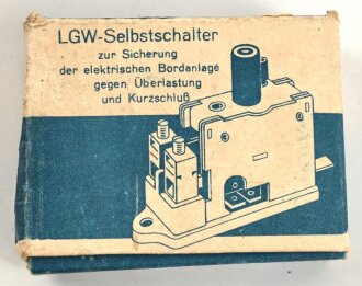 Luftwaffe Selbstschalter zur Sicherung der elektrischen Bordanlage gegen Überlastung und Kurzschluß. FL E 5000 01, ungebrauchtes Stück in der originalen Verpackung