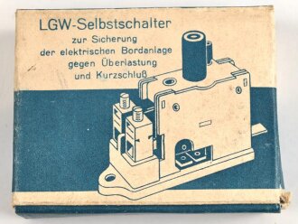 Luftwaffe Selbstschalter zur Sicherung der elektrischen Bordanlage gegen Überlastung und Kurzschluß. FL E 5000 01, ungebrauchtes Stück in der originalen Verpackung