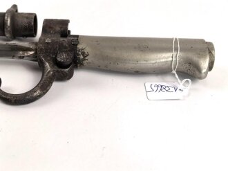 Frankreich, Epee Seitengewehr Modell 1886 Lebel. Klingenlänge 52cm. Weißmetallgriff mit Parierhaken