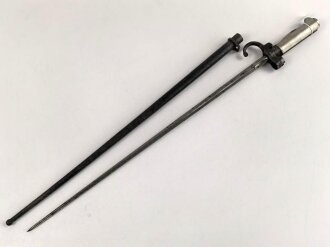 Frankreich, Epee Seitengewehr Modell 1886 Lebel. Klingenlänge 52cm. Weißmetallgriff mit Parierhaken