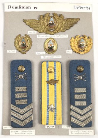 Rumänien Luftwaffe, Sammlung  Kragenspiegel und...