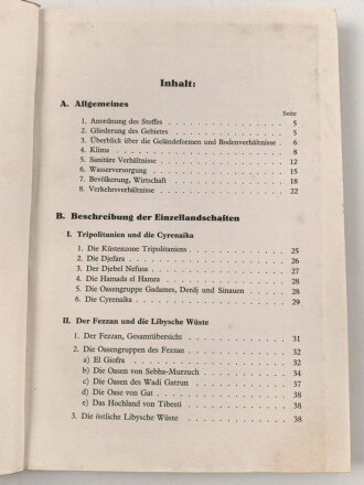 "Militärgeographische Beschreibung von Lybien" Berlin 1941 mit 96 Seiten plus Anlagen. Stockfleckig, sonst gut