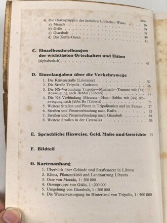 "Militärgeographische Beschreibung von Lybien" Berlin 1941 mit 96 Seiten plus Anlagen. Stockfleckig, sonst gut