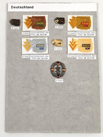 Deutschland nach 1945, Sammlung IVV Volkssportabzeichen, jeweisl auf Karton befestigt