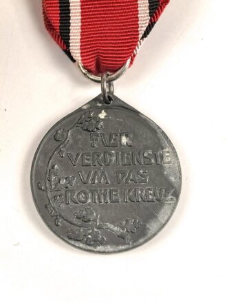 Preussen, Rot Kreuz Medaille 3.Klasse aus Kriegsmetall, an unrichtiger Öse und neuzeitlichem Band