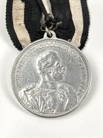 1.Weltkrieg, tragbare Medaille aus Leichtmetall " Der Kaiser rief und alle kamen 1914" Durchmesser 33mm