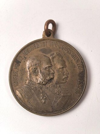 Hessen, tragbare Medaille aus Buntmetall " Zur 50 jährigen Gedenkfeier des Infanterie Regiment 14 im Feldzug Schleswig Holstein 1864-1914" Durchmesser 29mm