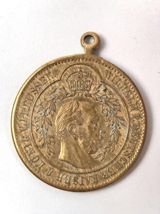 Preussen, tragbare Medaille aus Buntmetall " Zur Erinnerung an den 90. Geburtstag 1887, Wilhelm I" Durchmesser 28mm