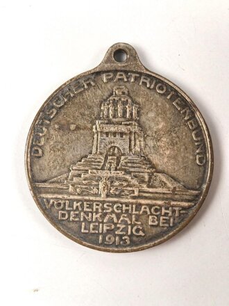 Tragbare Medaille Leipzig 1913 Deutscher Patriotenbund Völkerschlacht-Denkmal bei Leipzig 16.-18. / 1000er Silber/ Durchmesser 30 mm