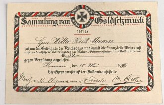 1.Weltkrieg, Spendenmedaille " In Eiserner Zeit 1916 " dazu die  passende Urkunde