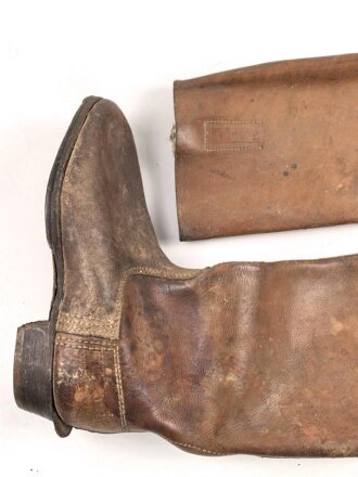 Kavallerie Wehrmacht, Paar Stiefel für Mannschaften, ungeschwärzte Kammerstücke, Sohlenlänge 29cm. Ungetragenes Paar mit Reichsbetriebsnummer,  ungereinigt