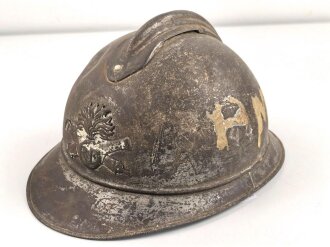 Frankreich 1. Weltkrieg, Stahlhelm Modell 1915 für Artillerie. Ungereinigtes Stück