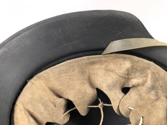 Stahlhelm vermutlich Technische Nothilfe. Glocke NS64 Modell " Kradmelder", Innenfutter original verbaut, Originallack, Kinnriemen aus Kuststoff