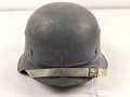 Stahlhelm vermutlich Technische Nothilfe. Glocke NS64 Modell " Kradmelder", Innenfutter original verbaut, Originallack, Kinnriemen aus Kuststoff