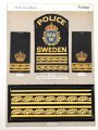 Schweden, Sammlung Rangabzeichen der Polizei ( UNO- Einsatz ), auf Karton getackert