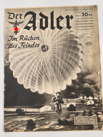 Der Adler "Im Rücken des Feindes" Heft Nr. 16 vom 6. August 1940, erste Seite loße