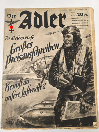 Der Adler "Kennst du die Luftwaffe?" Heft Nr. 20 vom 1. Oktober 1940