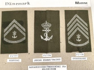 Dänemark, Sammlung Rangabzeichen der Marine für...