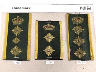 Dänemark Polizei, Sammlung Rangabzeichen, auf Karton getackert