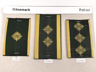 Dänemark Polizei, Sammlung Rangabzeichen, auf Karton...