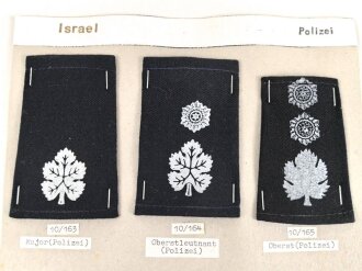 Israel Polizei, Sammlung Rangabzeichen, auf Karton getackert