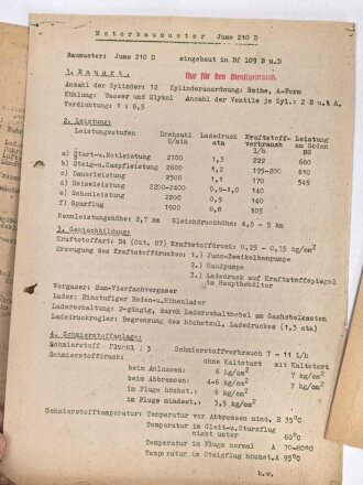 Luftwaffe, diverse Ausbildungsunterlagen betreffend BF 109, jeweils DIN A4