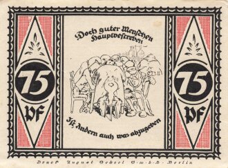 Notgeldschein des Kreis Stolzenau Weser über 75 Pfennig, datiert 1921