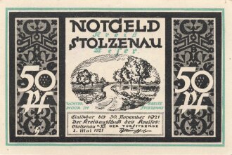 Notgeldschein des Kreis Stolzenau Weser über 50 Pfennig, datiert 1921