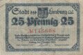 Notgeldschein der Stadt Limburg an der Lahn über 25 Pfennig, datiert 1918