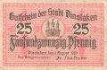 Notgeldschein der Stadt Dinslaken über 25 Pfennig, datiert 1920