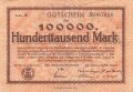 Notgeldschein der Stadt Bonn über Hunderttausend Mark, datiert 1923