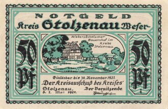 Notgeldschein des Kreis Stolzenau Weser über 50 Pfennig, datiert 1921