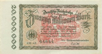 Banknote Deutsche Reichsbahn über Zwanzig Millionen...