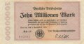 Banknote Deutsche Reichsbahn über Zehn Millionen Mark, datiert 1923