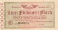 Banknote Deutsche Reichsbahn über Zwei Millionen Mark, datiert 1923