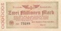 Banknote Deutsche Reichsbahn über Zwei Millionen Mark, datiert 1923