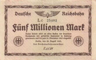 Banknote Deutsche Reichsbahn über Fünf...