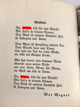 "Wir sahen den Führer" Jungen und Mädel erzählen von Ihrem größten Erlebnis, datiert 1940, 89 Seiten, DIN A5, stark gebraucht,