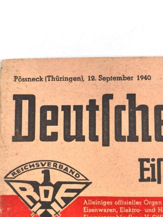 Deutscher Eiselhandel, Eisen- und Stahlwaren-Markt, Nummer 37 vom 12. September 1940