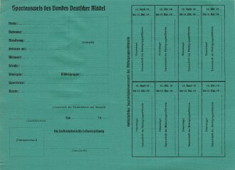 Sportausweis des Bund Deutscher Mädel in der HJ, blanko