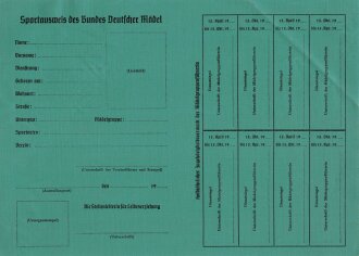 Sportausweis des Bund Deutscher Mädel in der HJ, blanko