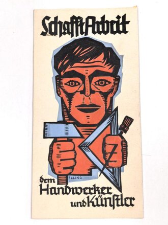 "Schafft Arbeit dem Handwerker und Künstler" Handgemalte Vorlage für ein Werbeplakat 11,5 x 22cm