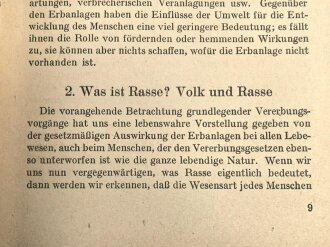 "Rassischer Aufbau des deutschen Volkes" Herausgegeben von der Deutschen Arbeitsfront NS. Gemineschaft Kraft durch Freude, 32 Seiten, DIN A5