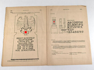 "Formblatt für Grabsteine des Ritterkreuzes des Eisernen Kreuzes" DIN A4